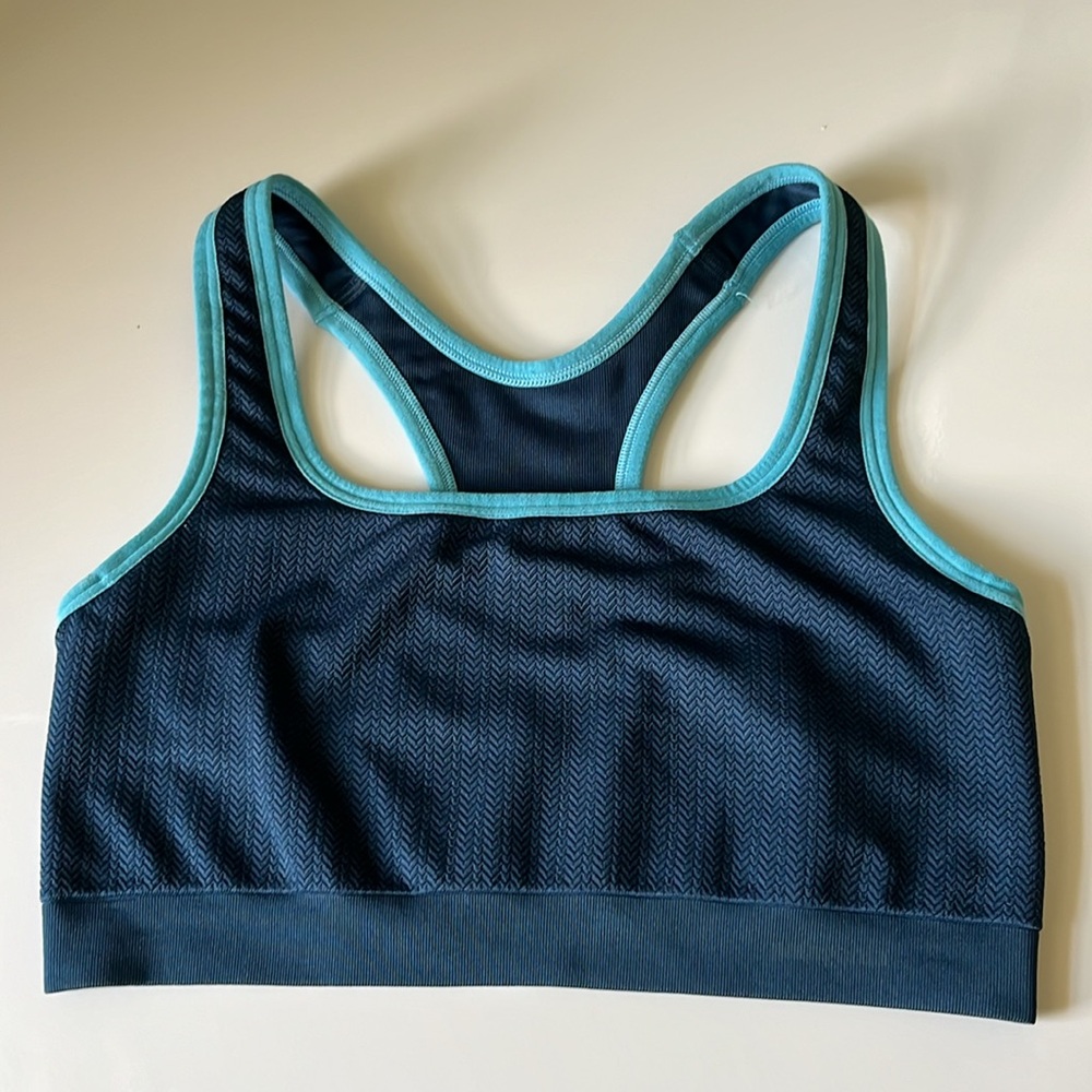 Blue Patagonia racer-back sports bra M